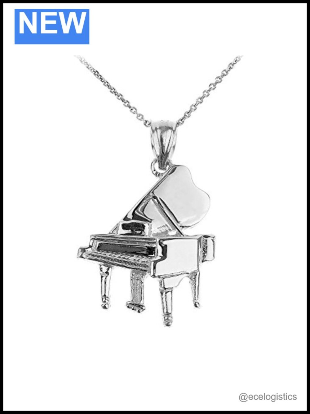 Piano Music Charm Necklace 925 Sterling Silver Pendant